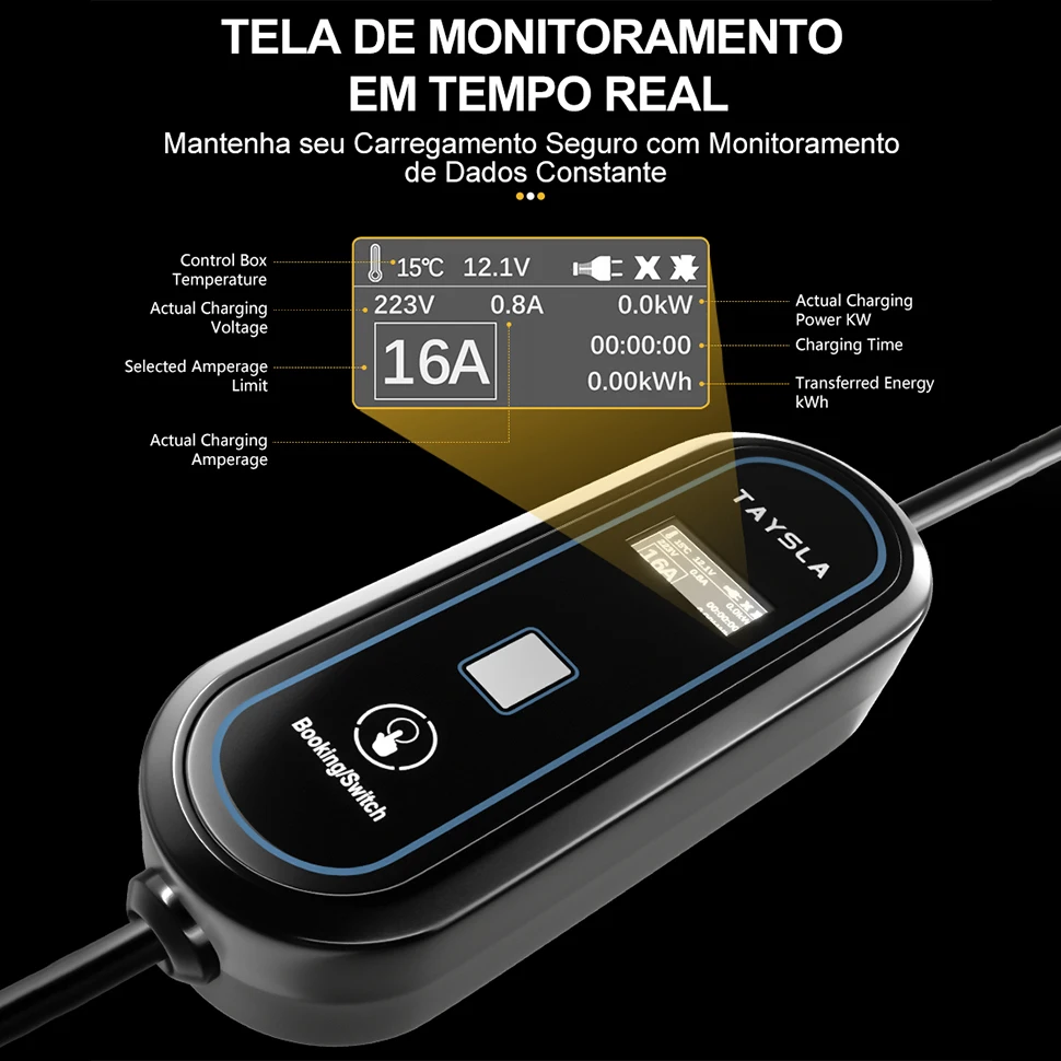 TAYSLA Carregador de veículo elétrico portátil Tipo 2 3.5KW 7KW Cabo de carregamento de veículo elétrico brasileiro Plug