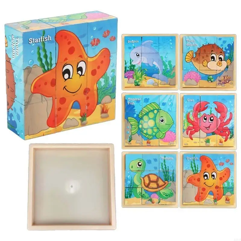 Handgreifbares 3D-Puzzle aus Holz, Tangram, 9 Stück, für Baby, Kindergarten, Raumaufklärung, A2UB