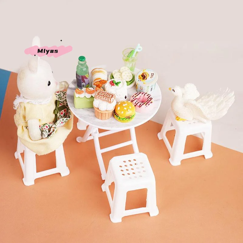 1/12 Schaal Dollhouse Mini Meubelset - Simulatie Tafel En Stoelen Model voor Poppenhuis Decor Fantasiespel Speelgoed voor Kinderen