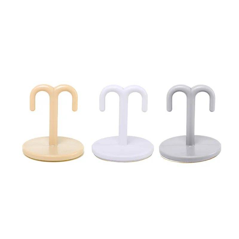 2pc Bathroom Ceiling Hook Nail-Free Strong Sticky Hook Kitchen Cabinet Wardrobe Key Coat Rack Door Rear Storage Hook Accessories