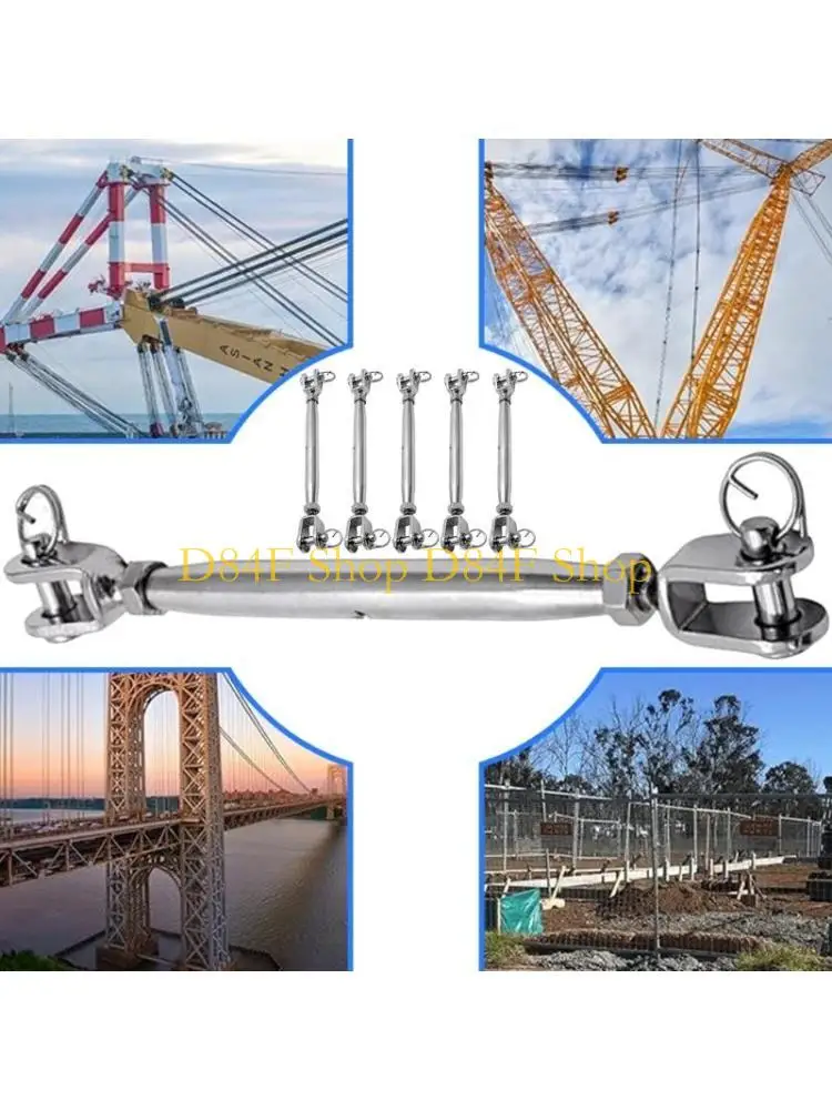 

D84F 5Pcs Stainless Steel Jaw and Jaw Turnbuckles Cable Fasteners For Structural Support Rope Tensioning And Stage Rigging