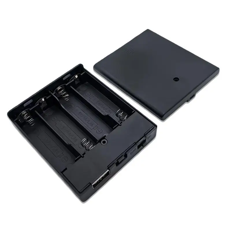 [F] 1Pcs 4 Slots AA Battery Holder No.5 Battery Case With Power Switch And USB Socket No Light AA Battery Box