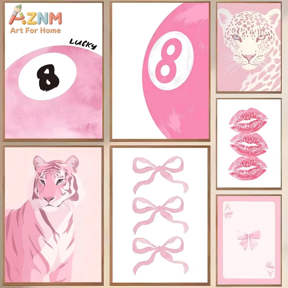 

1pc Pink pattern decoration Poster Modern and Elegant Wall Stickers for Home Decor Living Room Wall Art