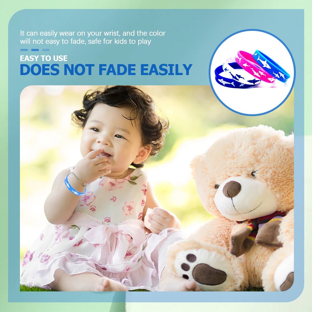 

25pcs Silicone Bracelets For Kids Bulk Shark Party Favors Creative Waterproof Wristbands Reusable Birthday Gifts Elastic