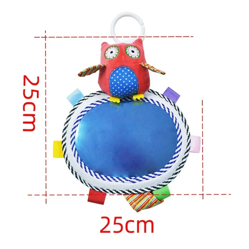 Baby Car Mirror Back Seat Rear View Mirror Cartoon Animal Plush Toys Adjustable Rear Facing Mirrors for Baby Stroller Toys