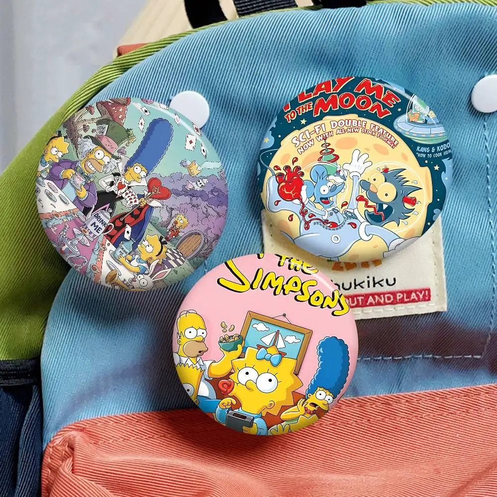 Adult Animation S-Simpsons Anime Button Pin Handmade Brooch for Clothes Cartoon Badge Backpack Decoration Jewelry Accessories
