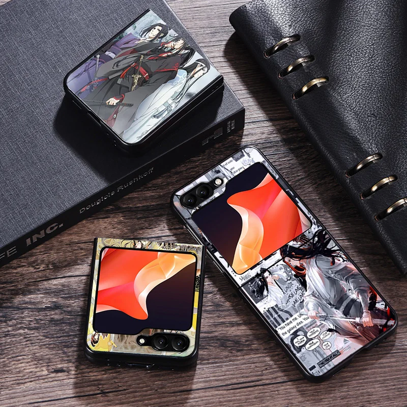 Black Matte Phone Case For Samsung Galaxy Z Flip6 Flip 6 5 4 3 Flip3 Flip4 Flip5 5G Comic MDZS Anime Art Hard Shell Cover image 4