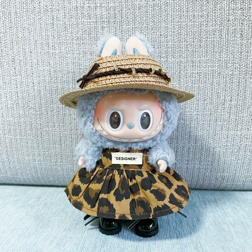 

For 15-17cm Labubu Doll Clothes DIY Mini Doll Clothes Outfit Accessories and Leopard Print Dress Birthday Gift Children's Toy