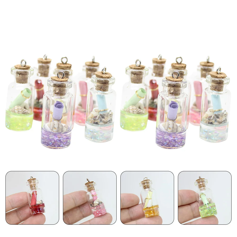 

12pcs Resin Glass Bottle Pendant DIY Jewelry Making Crafts Mini Drift Bottle Charm Keychain Accessories H made Gifts