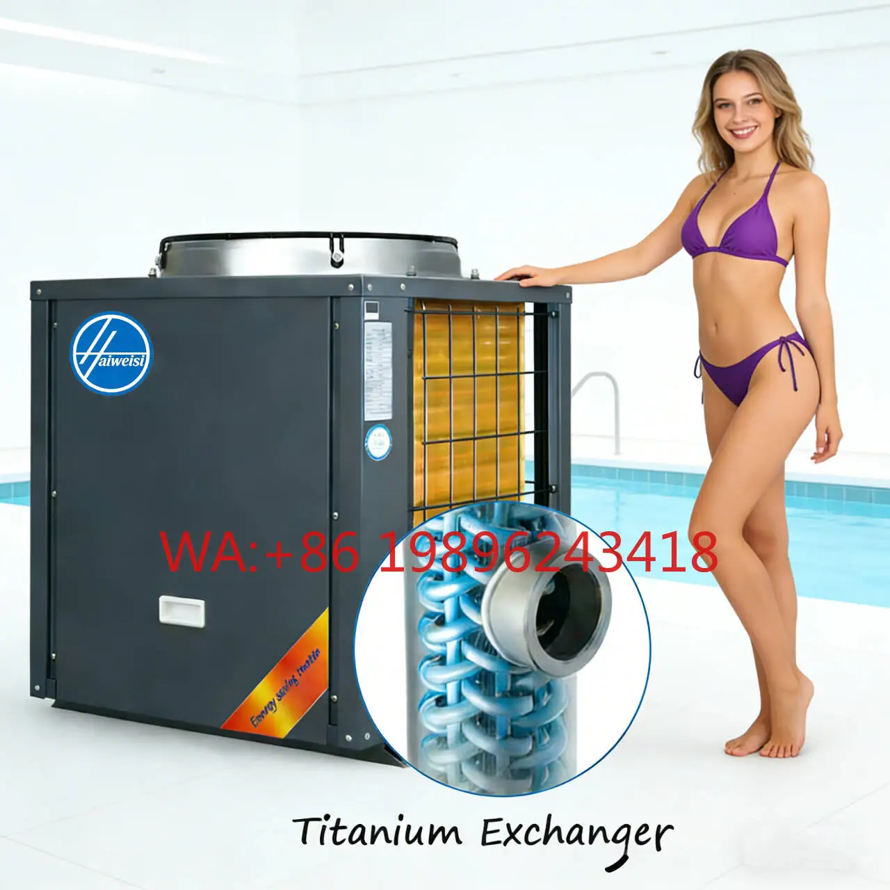

Hot Sale 17KW-35KW Air Source Heat Pump Pool Heater with WiFi Control R32 Refrigerant Tankless Household & Hotel Use
