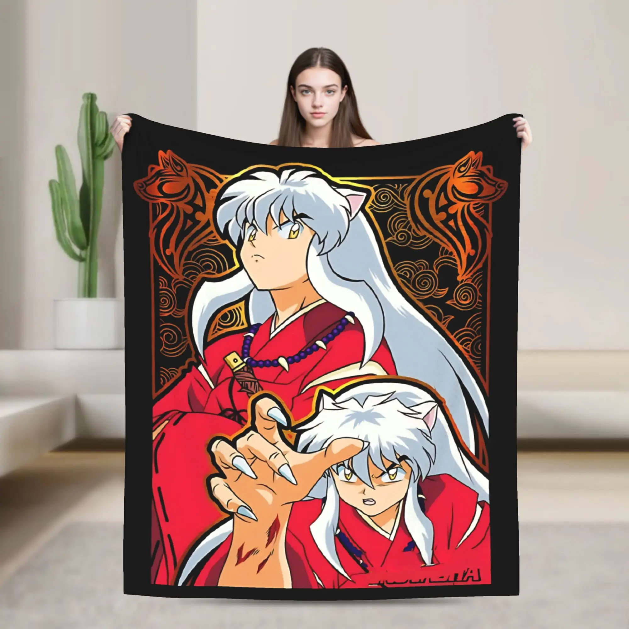 Claw of the Beast  Fleece Throw Blankets Inuyashas Blanket for Bed Couch Super Soft Bedding Throws,