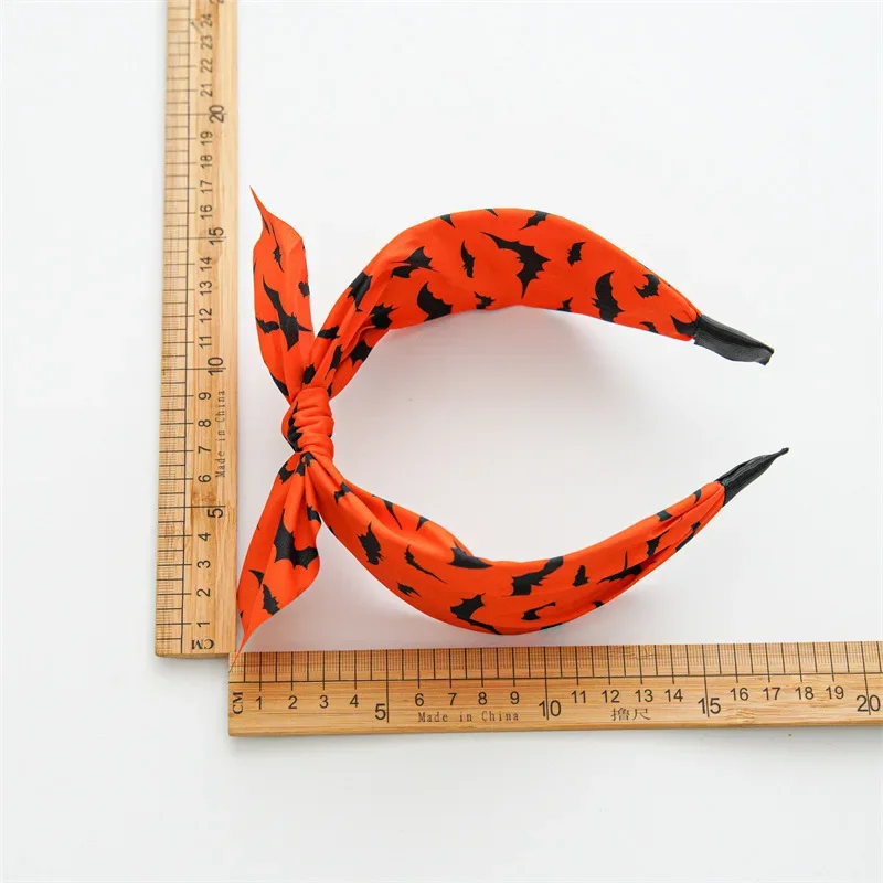 Chic halloween dos desenhos animados impressão pano coelho nó headbands para mulheres meninas festa férias acessórios de argola de cabelo