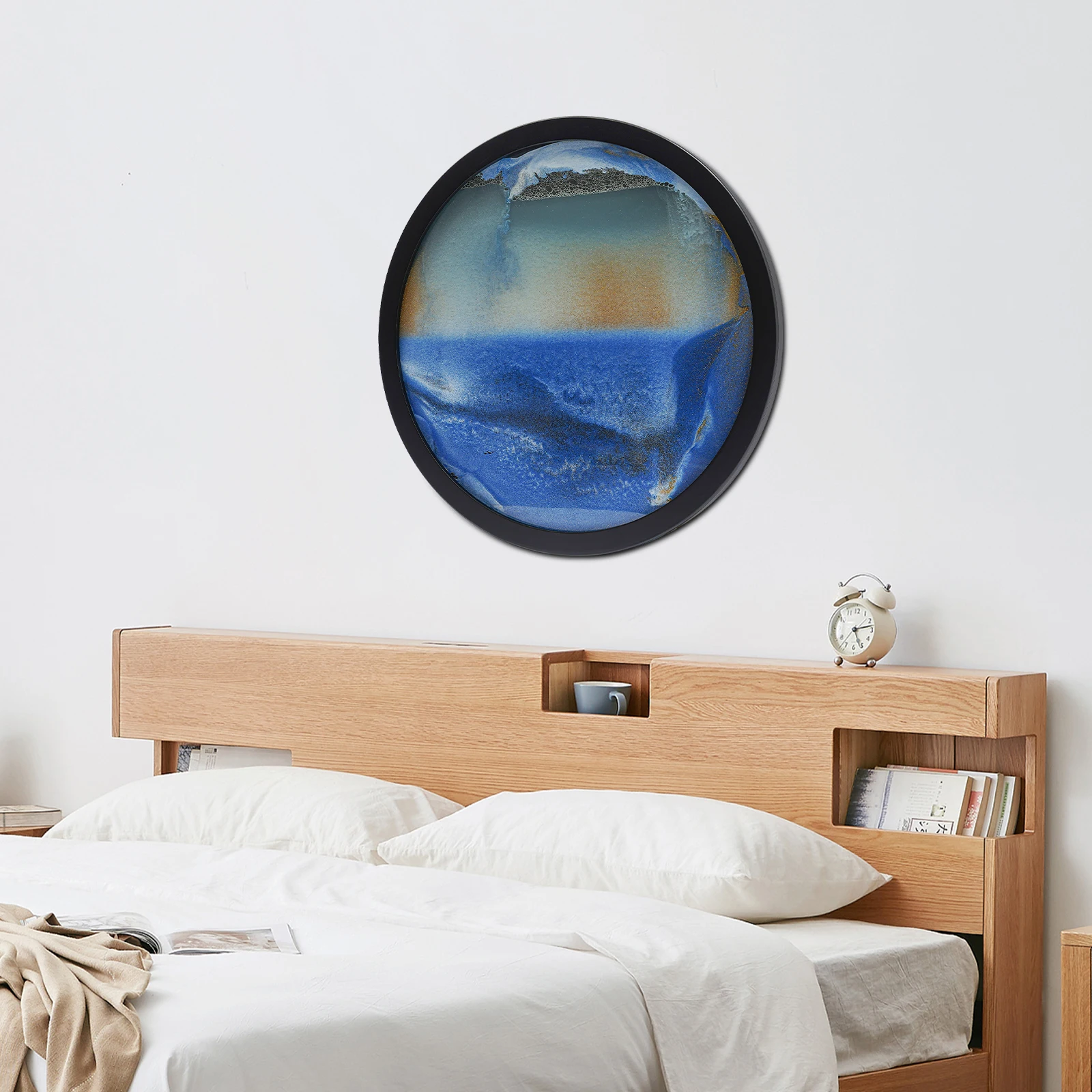 

44cm/17.3in Nordic Style Wall Art Decor, Abstract Wooden Wall Hanging, Modern Blue Home Decoration for Living Room,Bedroom,Gift