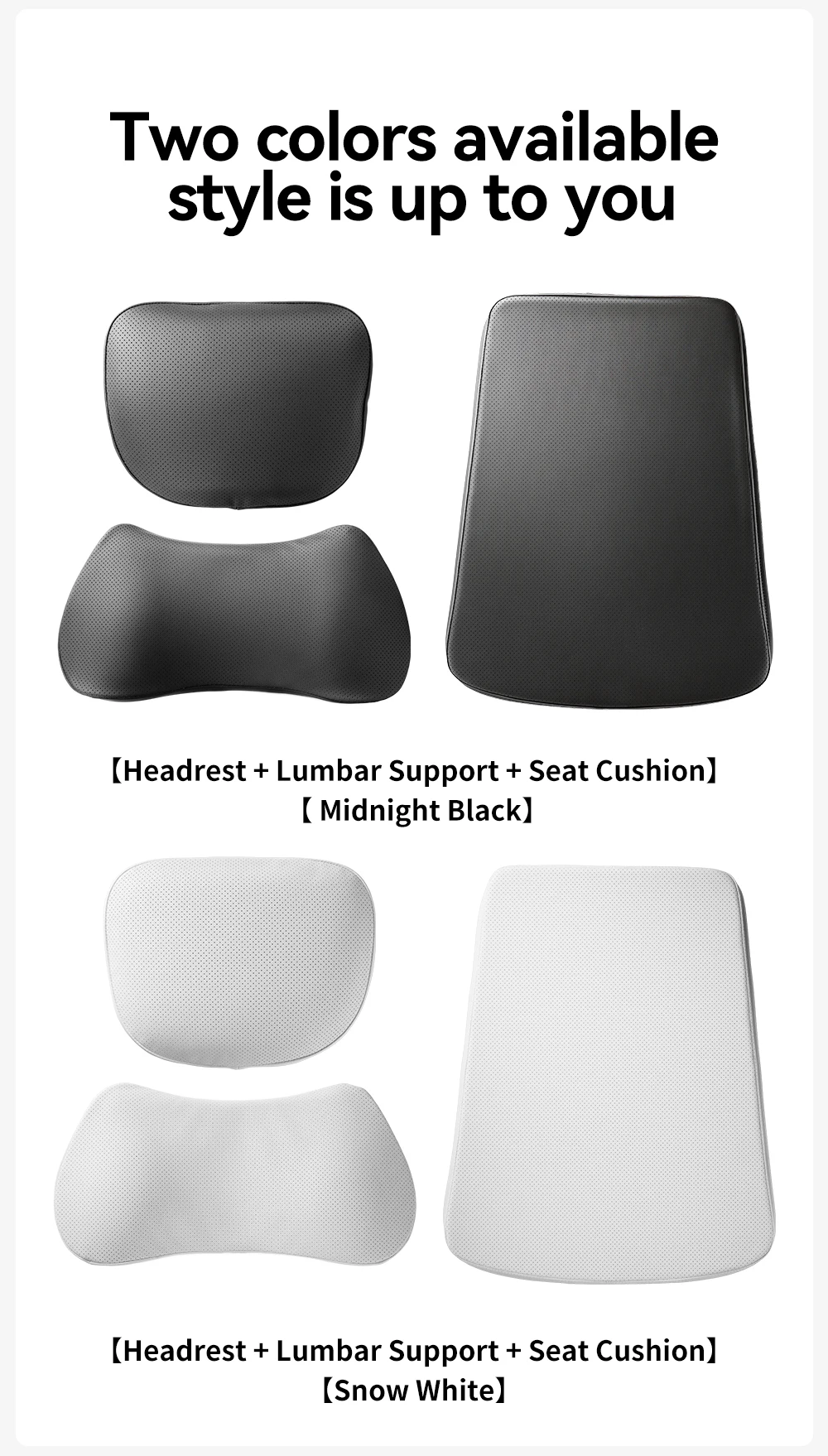 YZ Für Tesla Kissen Modell Y YL 3 Atmungsaktives Weiches Leder Kopfstütze Lendenwirbelstütze Sitzkissen Ergonomisches Memory-Schaum Nacken- und Taillenkissen – Detail 11