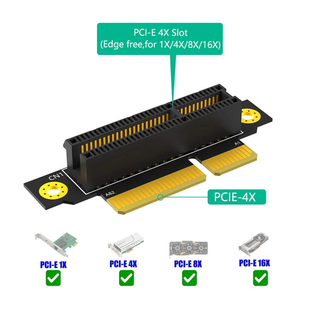 20mm/32mm PCIE X1 X4 X8 90 Degree Reverse Male to Female Riser Card PCI Express Converter Adapter Riser Board for 1U / 2U Server