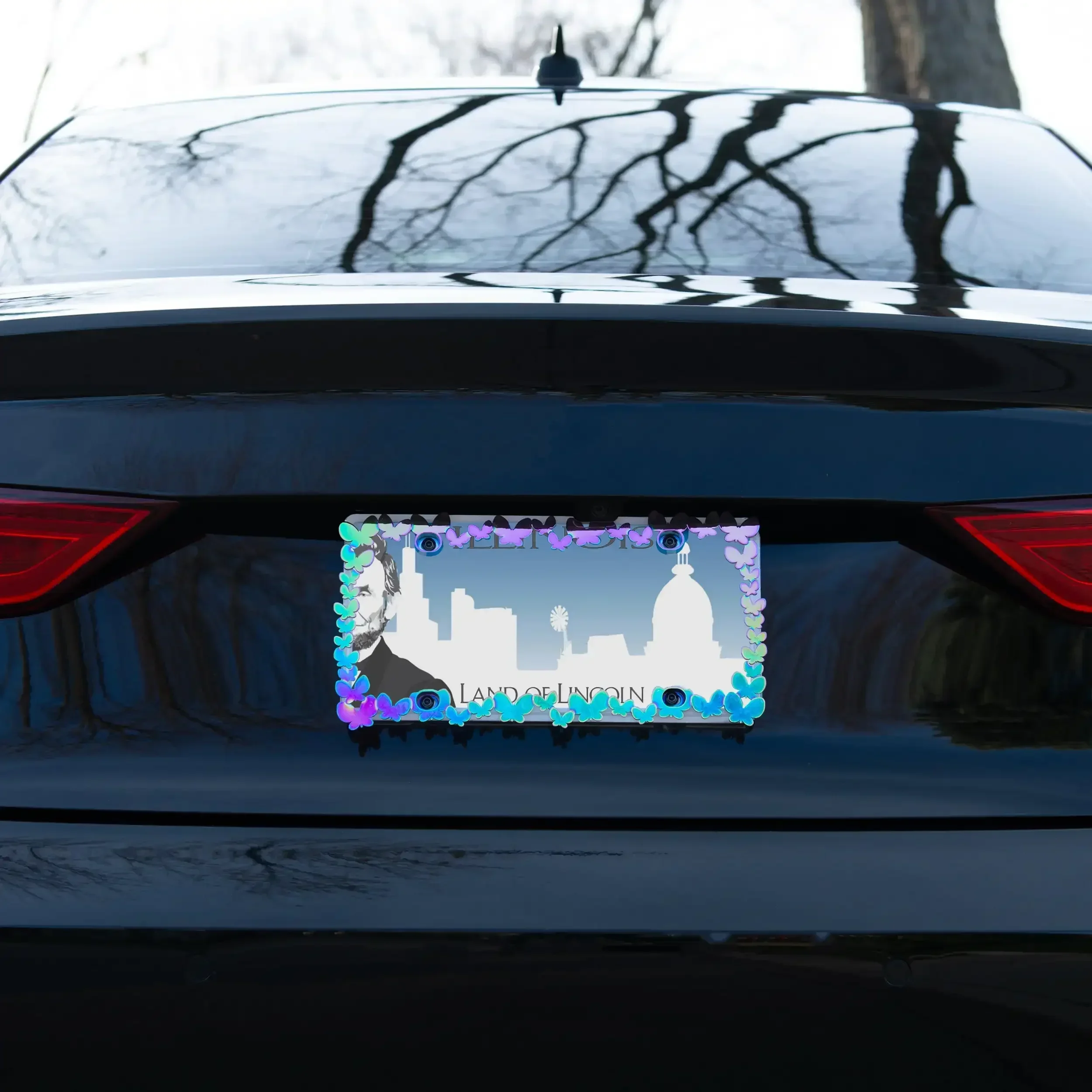 إطار لوحة كروم على شكل فراشة الحرباء - إكسسوارات سيارة مخصصة للنساء، أفكار هدايا #1