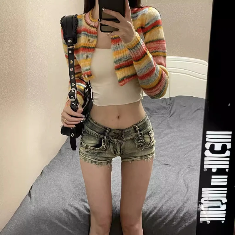 

Y2k, популярные шорты в американском стиле ретро для девочек, джинсовые шорты с низкой талией ивы, новинка 2023, женские популярные стильные брюки знаменитостей в Интернете