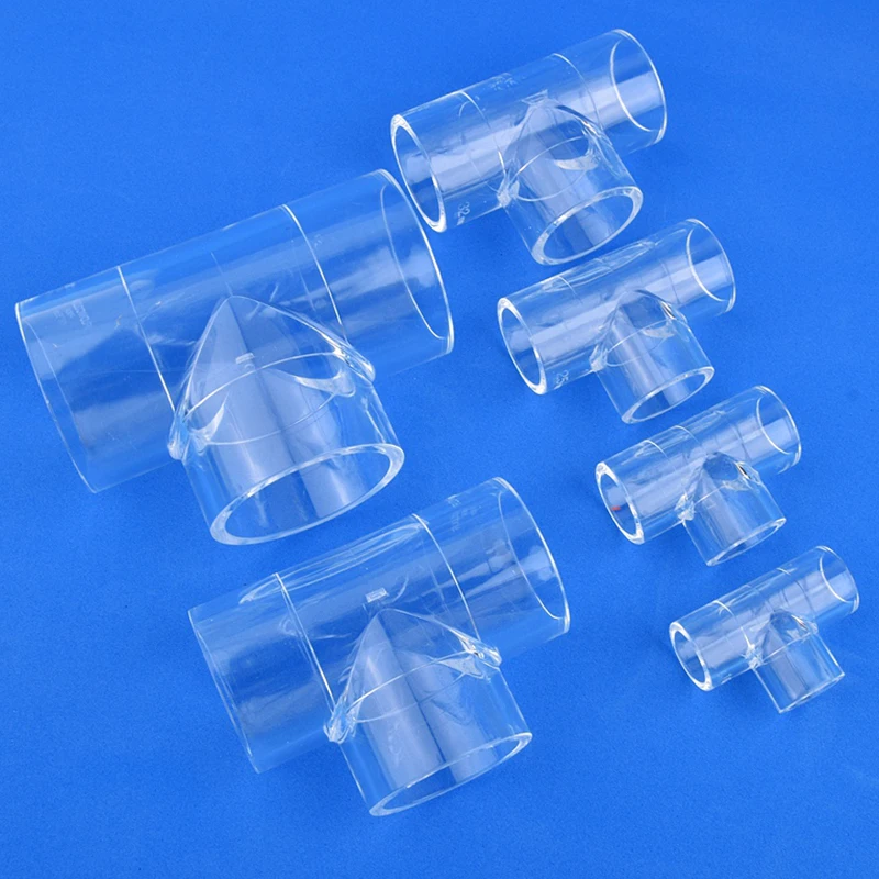 16/20/25/32/40/50mm Acrylic Tee Connector Transparent Pipe Joint Equal Tee Aquarium Fish Tank Garden Irrigation Fittings Adapter