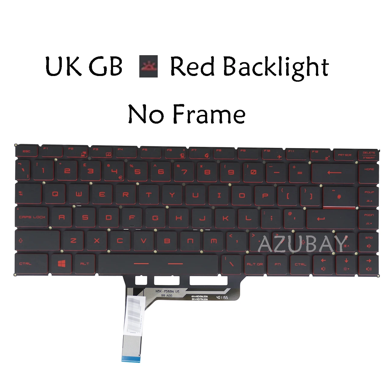 Red Backlit Laptop Keyboard For MSI GF63 8RC 8RD, GF65 Thin 9SD 9SE, GF63 Thin 9SCXR 9SCX 9SCSR 9SC 10SCXR 10SCX 10SCSR UK GB