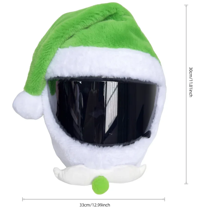 Cute Christmas Plush Helmet Cover Santa Hat Motorcycle Full Face Helmet Decor Ornament, Not Include Helmet