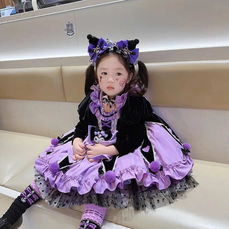 Hot Sanrio Kuromi Lolita Dress Spring And Autumn Cos Accessories Cute Cartoon Birthday Party Role Play Dress Girl Gifts Toys