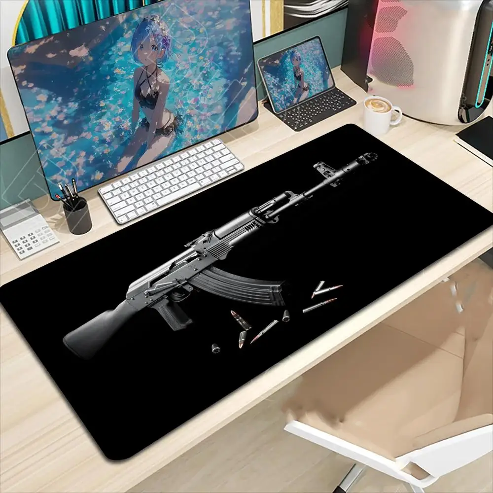 

Super cool gun model Mouse Pad Large Computer Office Game Table Mats Rubber Anti-slip Gaming Keyboard Mousepads Long Desk Pads