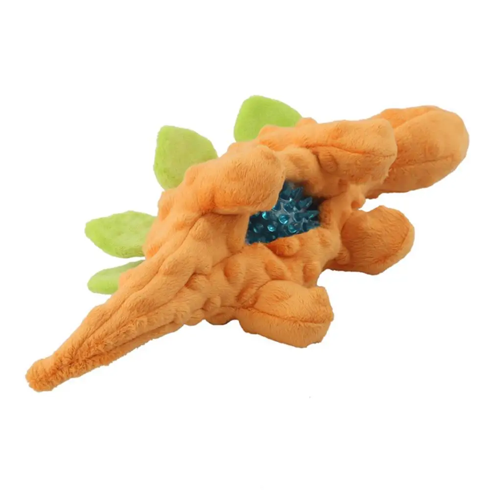 2-In-1ตุ๊กตาสัตว์เลี้ยงตุ๊กตา Stegosaurus Squeaky ของเล่นทำความสะอาดฟันกรามของเล่น Pet อุปกรณ์เสริมสำหรับบรรเทาความวิตกกังวล