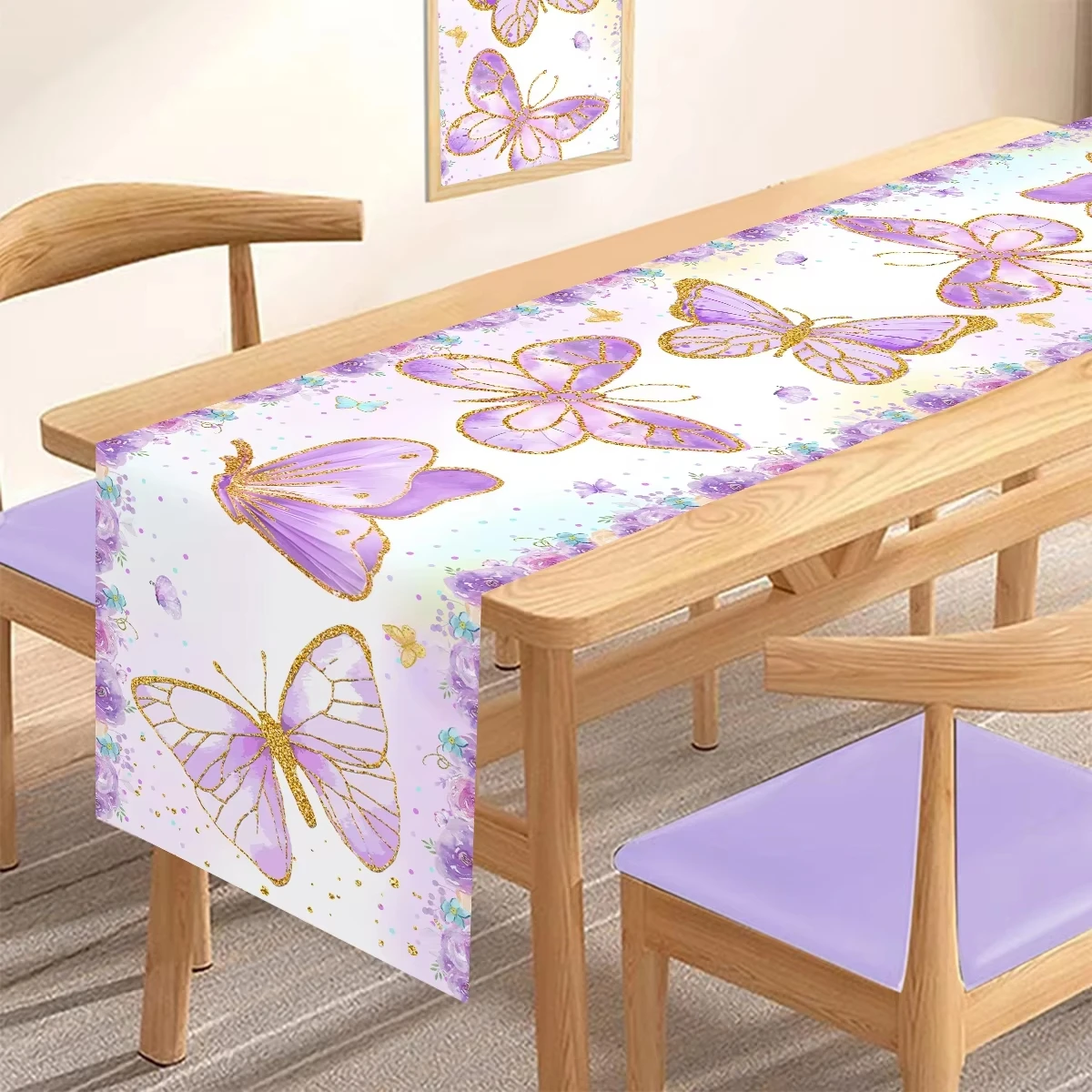 قطعة واحدة من مفرش المائدة المطبوع على شكل فراشة وزهور لتزيين الطاولة وحفلات النزهات والعطلات #6