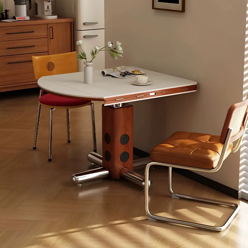 

Round Portable Table Breakfast Folding Clearance Luxury Dining Table Kitchen Wooden Mesa Comedor Extensible Hotel Furniture