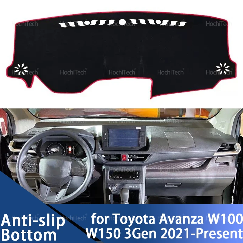 Dashboard Cover Dash Mat Board Pad Carpet Dashmat Anti-UV Mats for Toyota Avanza Veloz Transmover W100 W150 3Gen 2021-Present