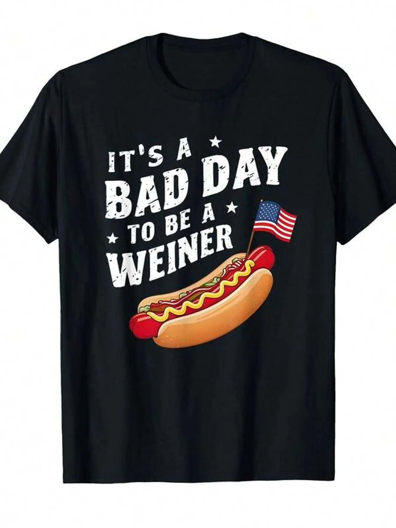 Top PickLocalIt'S A Bad Day To Be A Weiner 4th Of July Independence Day Funny Crew Neck Tee With Stylish Print Casual & Comfortable Travel Clothing For Fashion Enthusiasts Ideal For Summer, Spring,