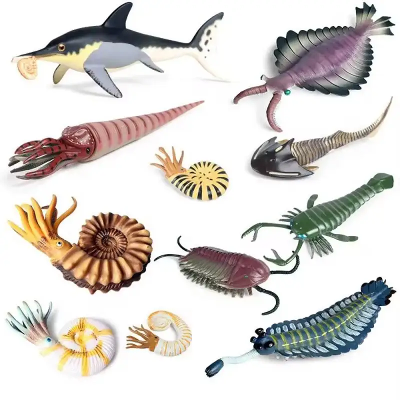 Miniature Simulated Prehistoric Sea Creatures Cambrian Devonian Period Trilobita Orthoceras Animal Figures