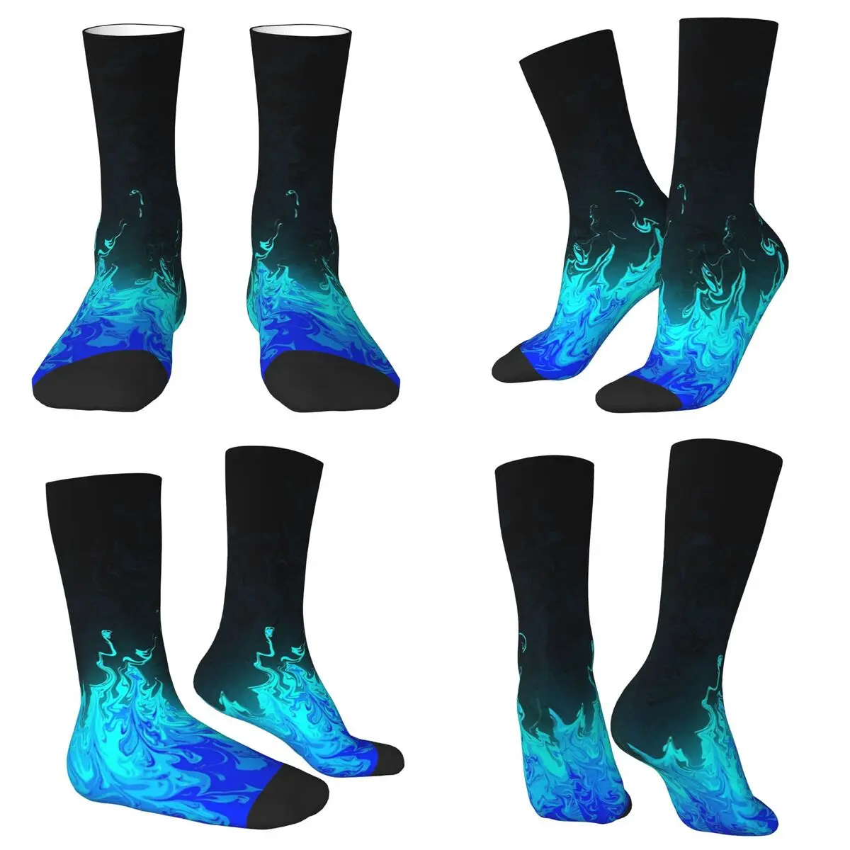 All Seasons Crew Stockings Dark Flame Gradient Graffiti Art Socks Funny Long Socks for Men Women Valentine's Day Gifts