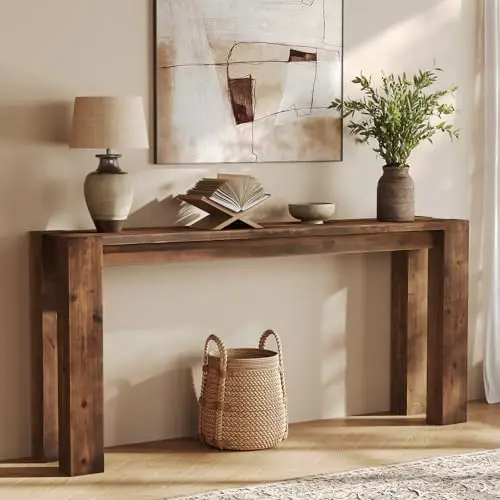 Solid Wood Console Table for Entryway, 70.9-Inch Extra Long Farmhouse Sofa Table Behind Couch, for Living Room, Foyer