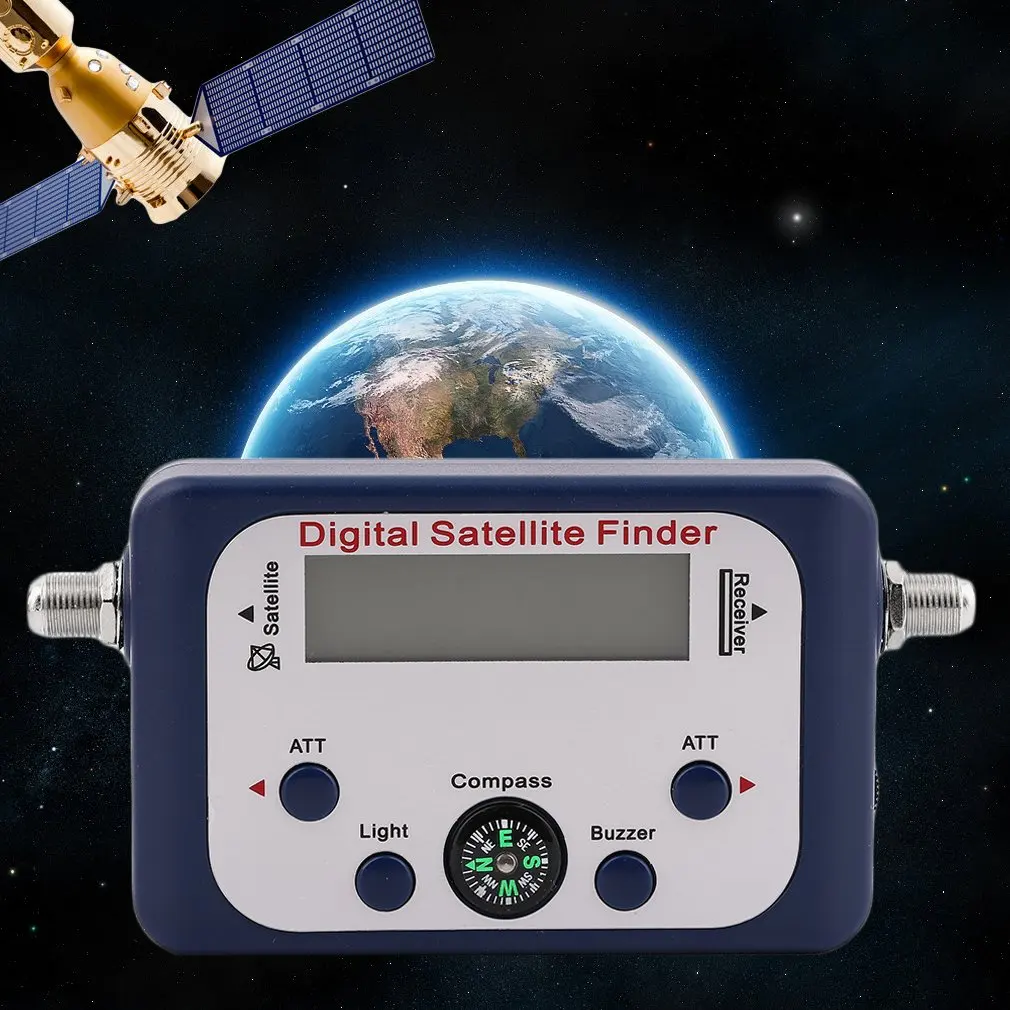 Hot LED Digital Satellite Finder Satlink Receptor with Compass Buzzer Light TV Signal Receiver Sat Decoder Satfinder LCD Display