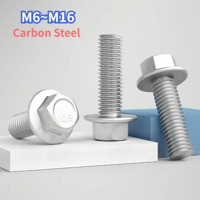 GB5787 M6 M8 M10 M12 M14 M16 Grade 10.9 Dacromet Carbon Steel Hex Washer Head Bolt Hexagon Head Flange Cap Screw with Serrated