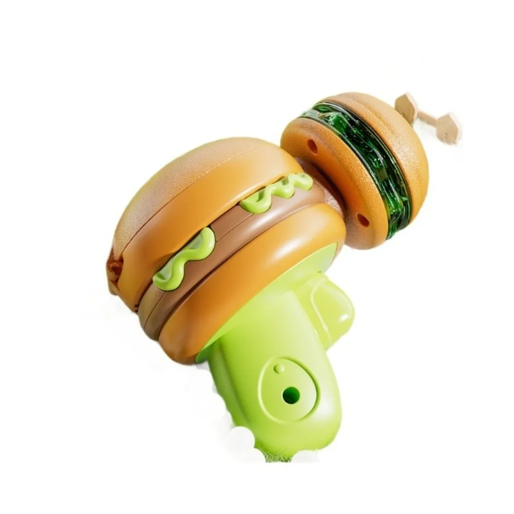 Fun 2 in 1 Gyro Flying Disc Launcher Novel Design Rotating Gyro Soaring Propeller Burger Fries Shape Luminous Sport