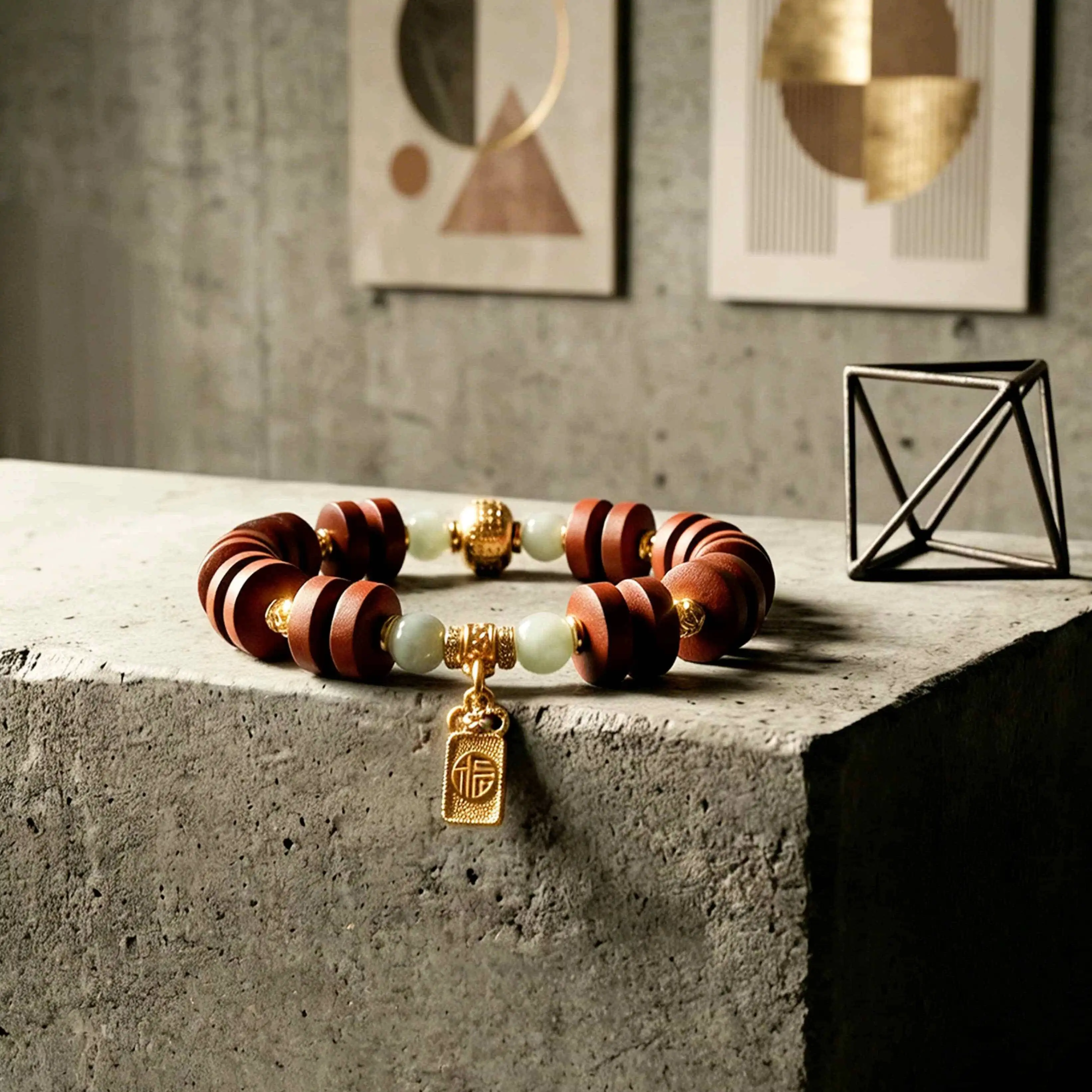 A Piece Zhu Jin Chinese Zen Tea Ceremony Made Of Jade / Beaded Buddhist Prayer Beads Bracelet Accessory For Cultural Play And