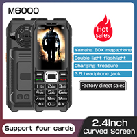 M6000 Ultra Long Standby Durable Mobile Phone GSM 2G Network 4 SIM Card 2.4-inch Large Keyboard Elderly Phone