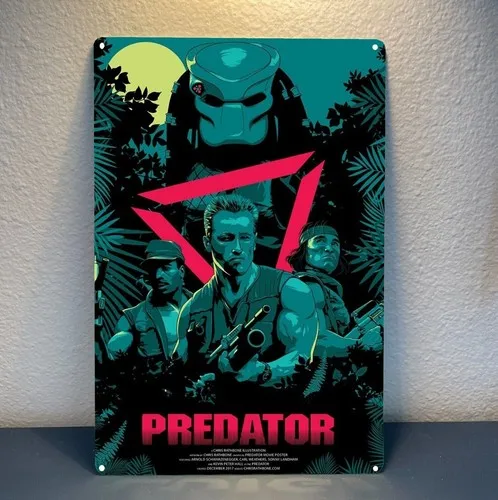 Predator Movie Metal Poster - Arnold Schwarzenegger Tin Sign - Size: