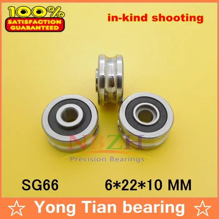 

10PCS SG66 2RS U Groove pulley ball bearings 6*22*10 mm R3U Track guide roller bearing (Precision double row balls) ABEC-5