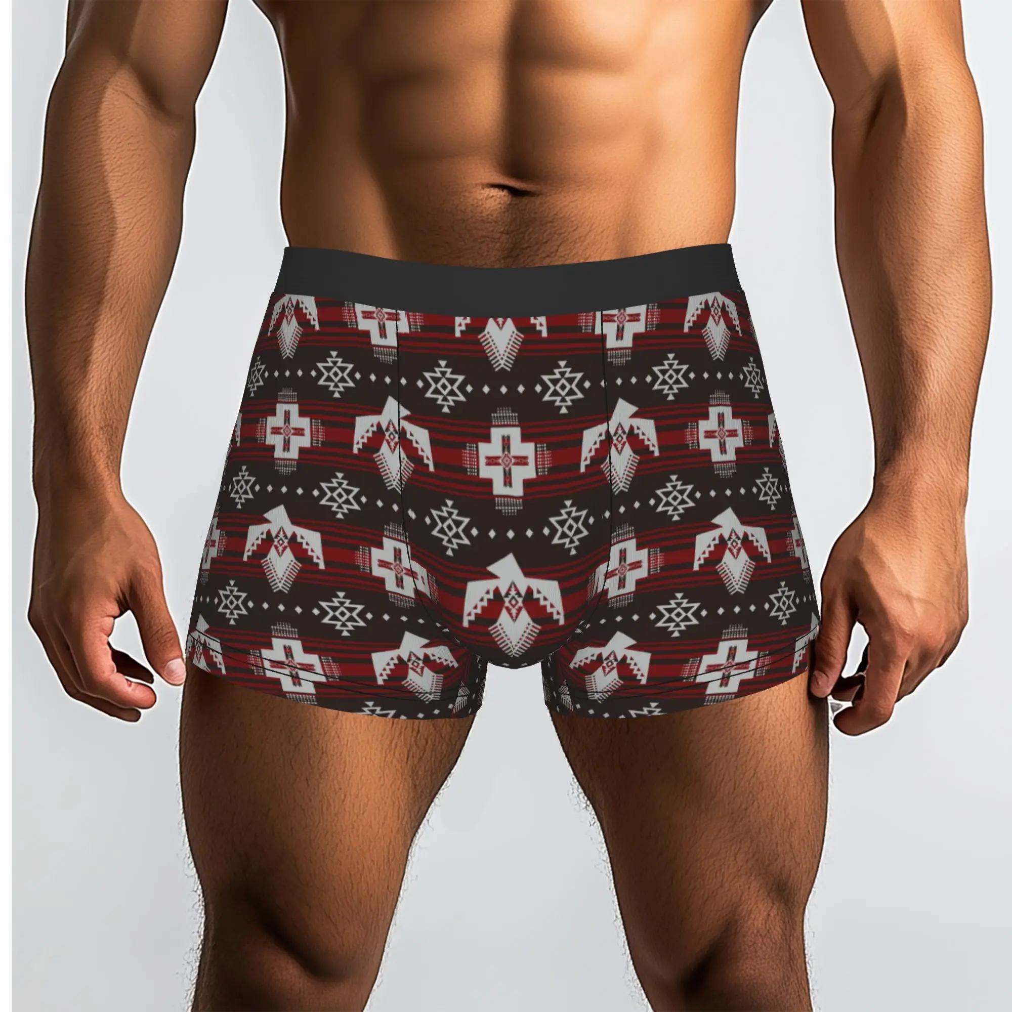 Custom Male Native American Stripes Pattern Aztec Western Navajo Underwear  Boxer Briefs Breathable Shorts Panties Underpants