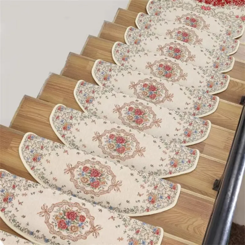 Customized beauty New European wind stair mats step mat from glue self-adhesive silicone bottom non-slip mats High end carpet