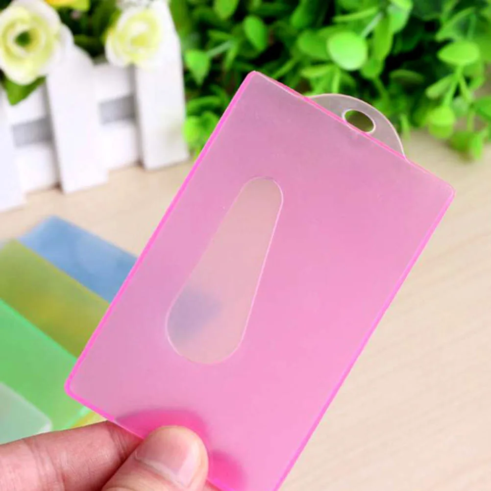 

20pcs Candy Color Id Holder Transparent Hard Plastic Card Sleeve For Name Badge Work Student Credit Bus Cards Protector Name Tag