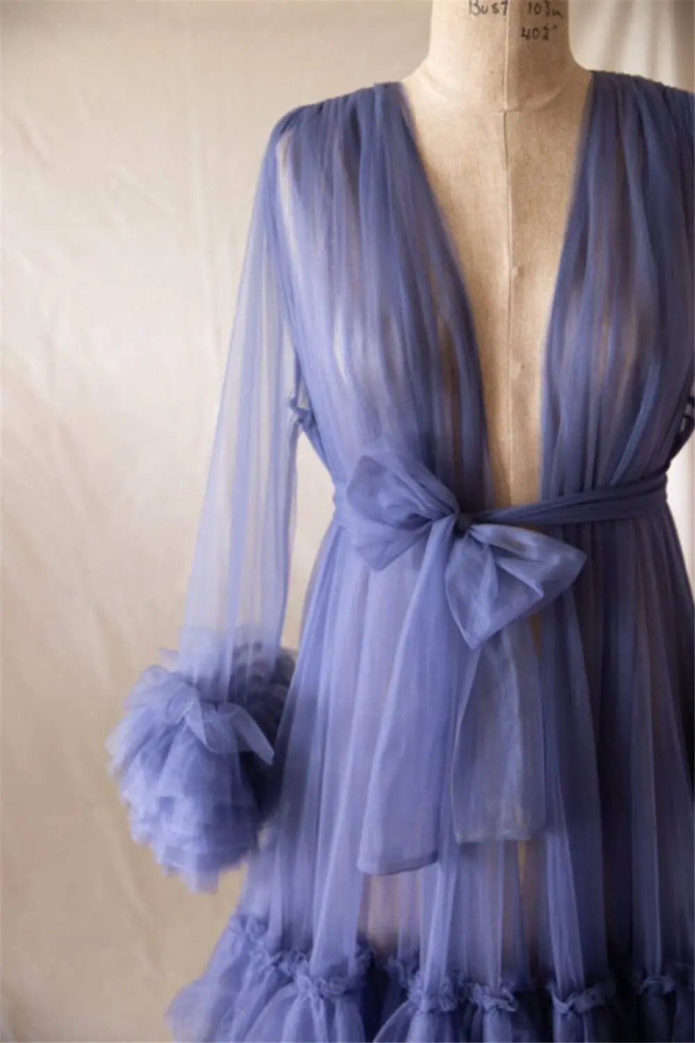 Ruffle Evening Dresses Ladies Tulle Robe for Photoshoot Ruffled Elegant Dress Plus Size Pregnant Dressing Gown Custom Made