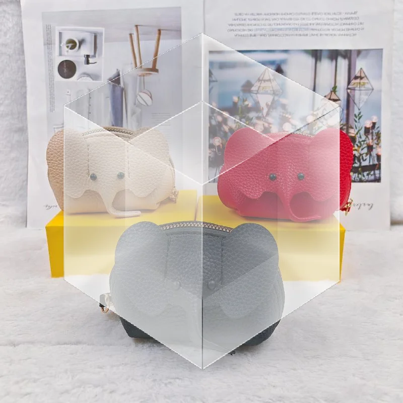 【New】PU Leather Elephant Money Bag Women Coin Purse With Key Ring Multifunctional Zipper Storage Bags Key Case