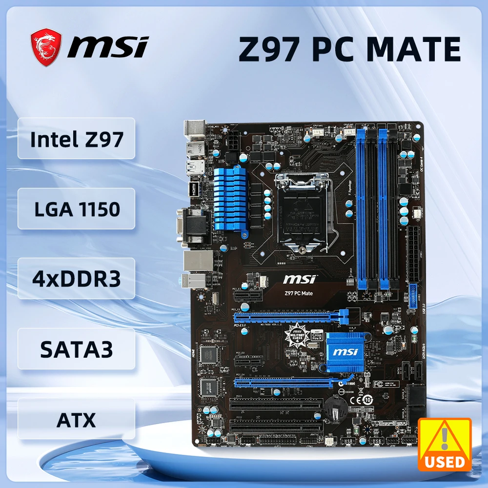 

MSI Z97 PC Mate Motherboard LGA 1150 Intel Z97 DDR3 32GB support i7-4790 i5-4690 i5-4460 i5-4430 i3-4170 cpu PCI-E 3.0 ATX