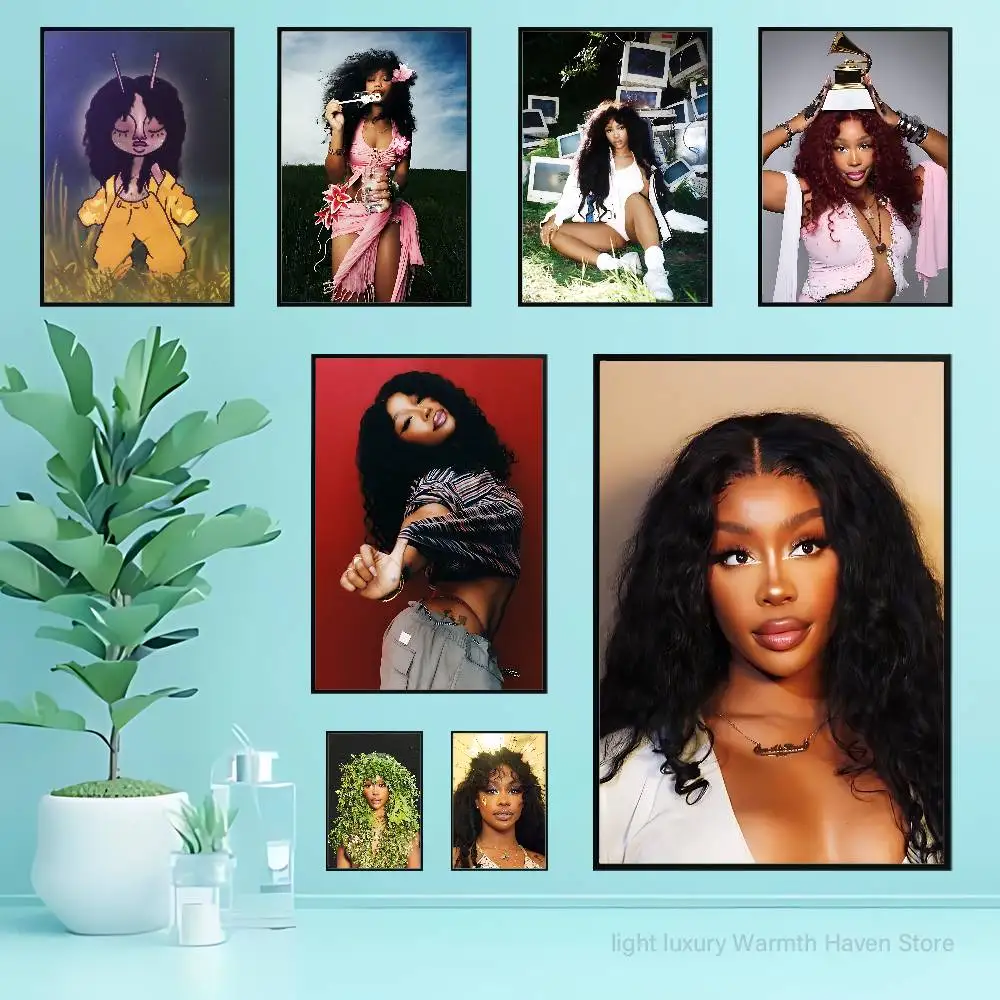 

S-SZA SOS Singer Poster HD Art Sticky Wall Waterproof Home Living Room Bedroom Bar Aesthetic Decoration
