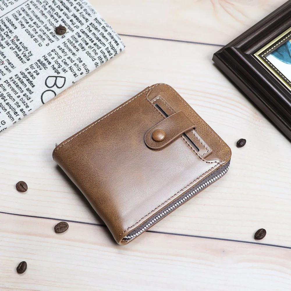 

Solid Color Men Short Wallet External Multifunctional Male Wallet Multi-card Slot Card Pocket PU Leather Card Holder Outdoor
