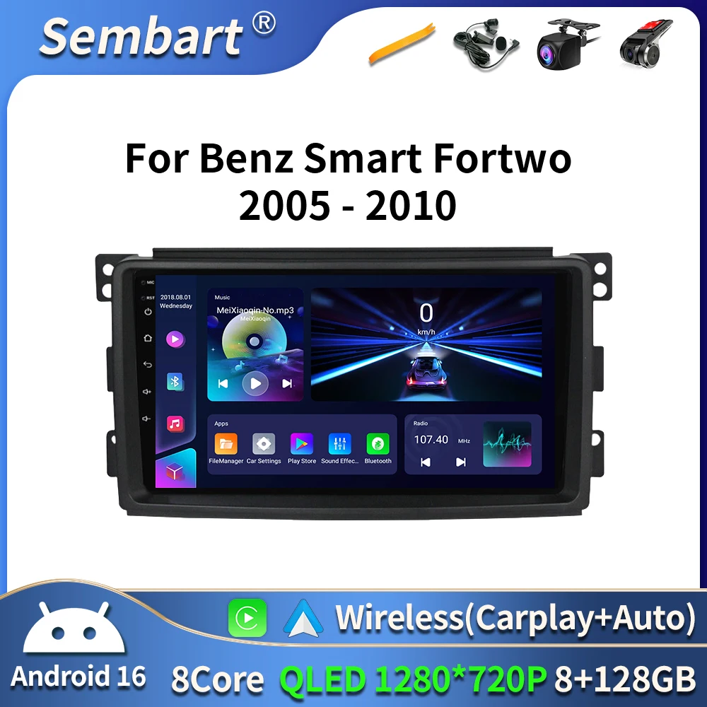 

Car Radio For Mercedes Benz Smart Fortwo 451 2005 - 2015 Android 16 Wireless Carplay Android Auto Multimedia HDMI 2 DIN BT DVD